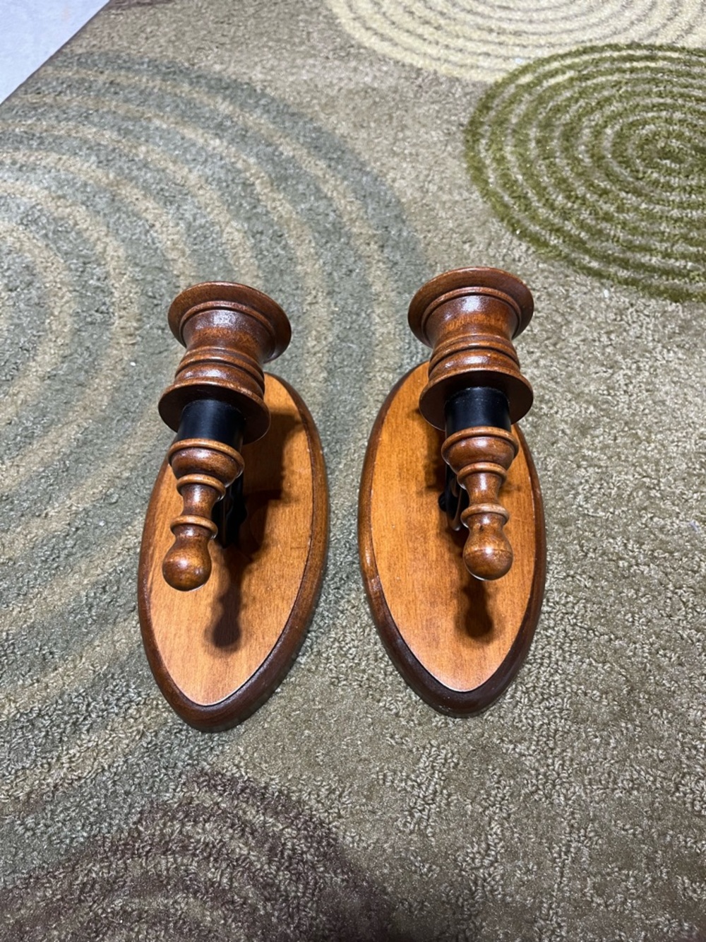 Wooden Wall Sconces Pair in Warm Brown